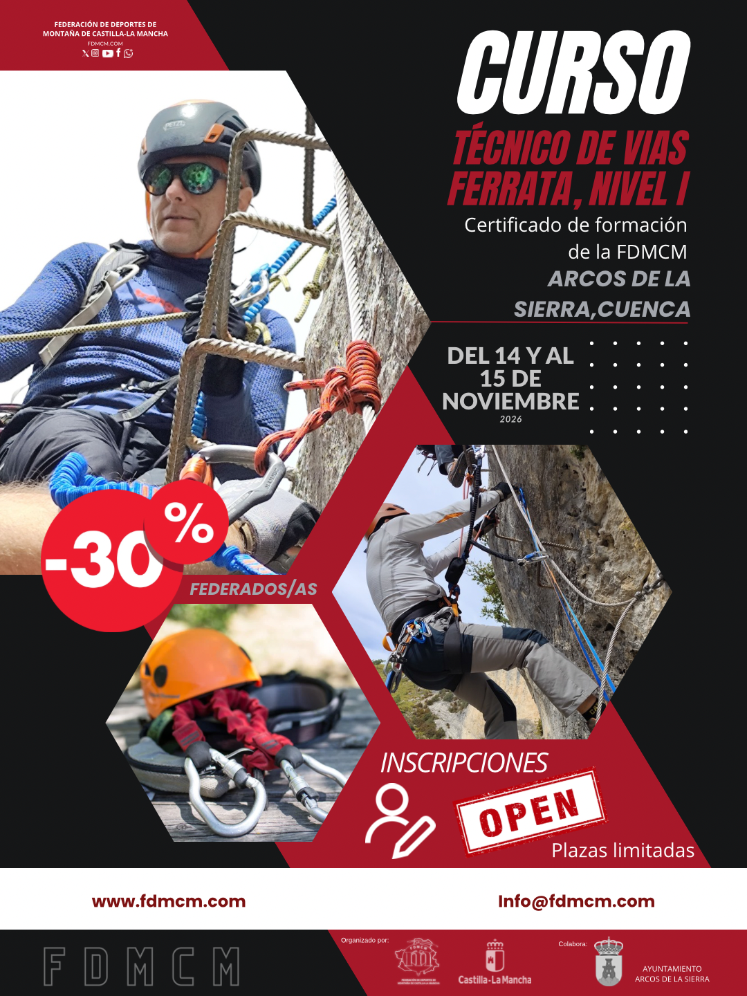 Cartel oficial · Curso Técnico de Vías Ferrata Nivel I · FDMCM
