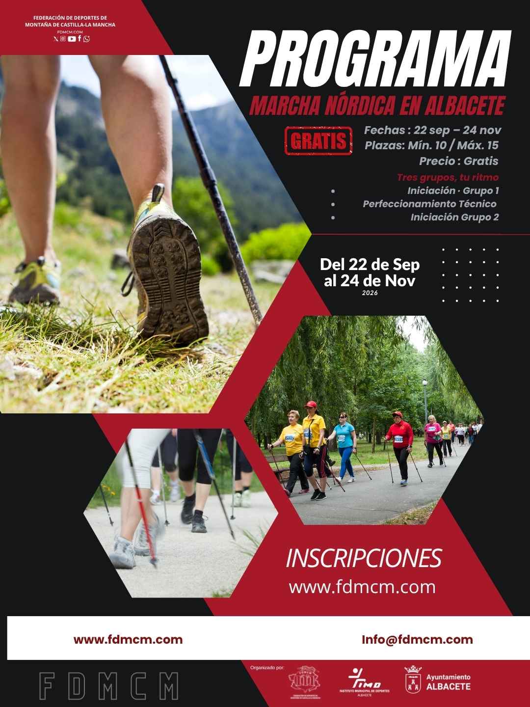 Cartel oficial · Programa de Marcha Nórdica en Albacete · FDMCM
